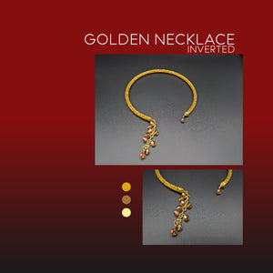 Inverted golden necklace with Swarovski crystal beads