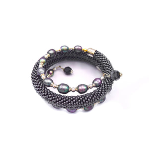 Black Pearls and Crocheted Cord